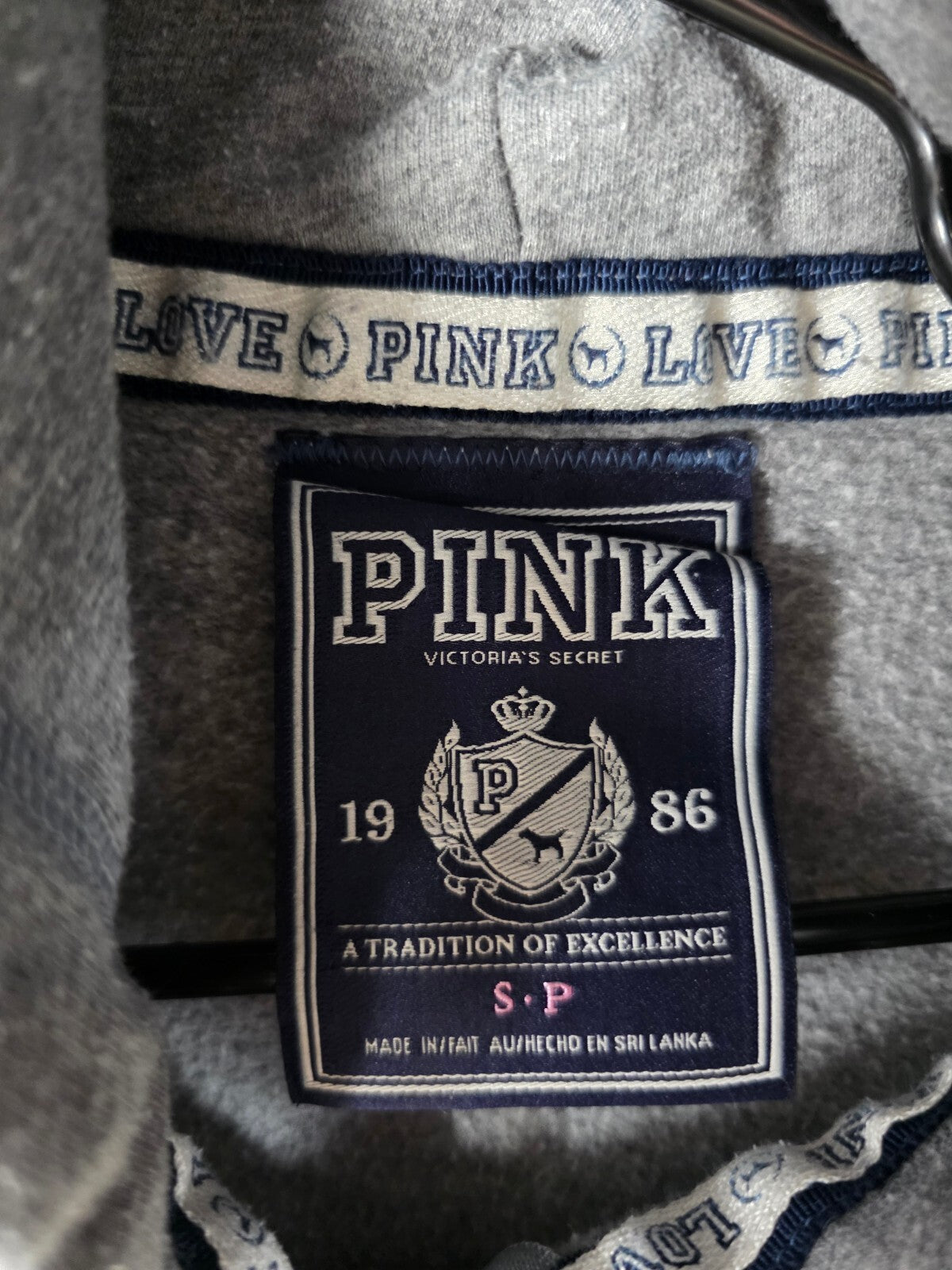Victorias Secret Pink BLING STUDDED Love Full Zip Hoodie Jacket SMALL
