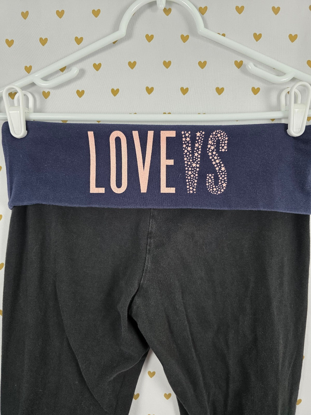 Victorias Secret LOVE VS Foldover Vintage Yoga Pants Logo Skinny Small