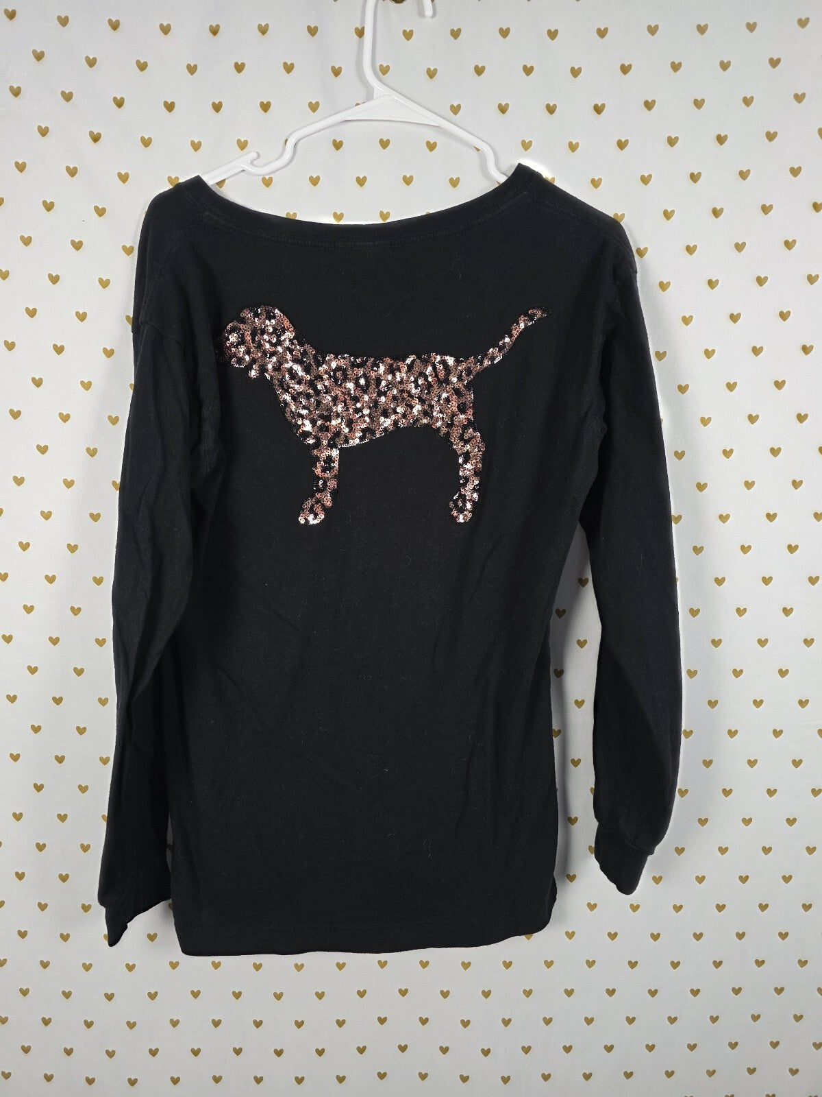Victorias Secret PINK Bling Cheetah Leopard Long Sleeve Sequined Tee shirt XS