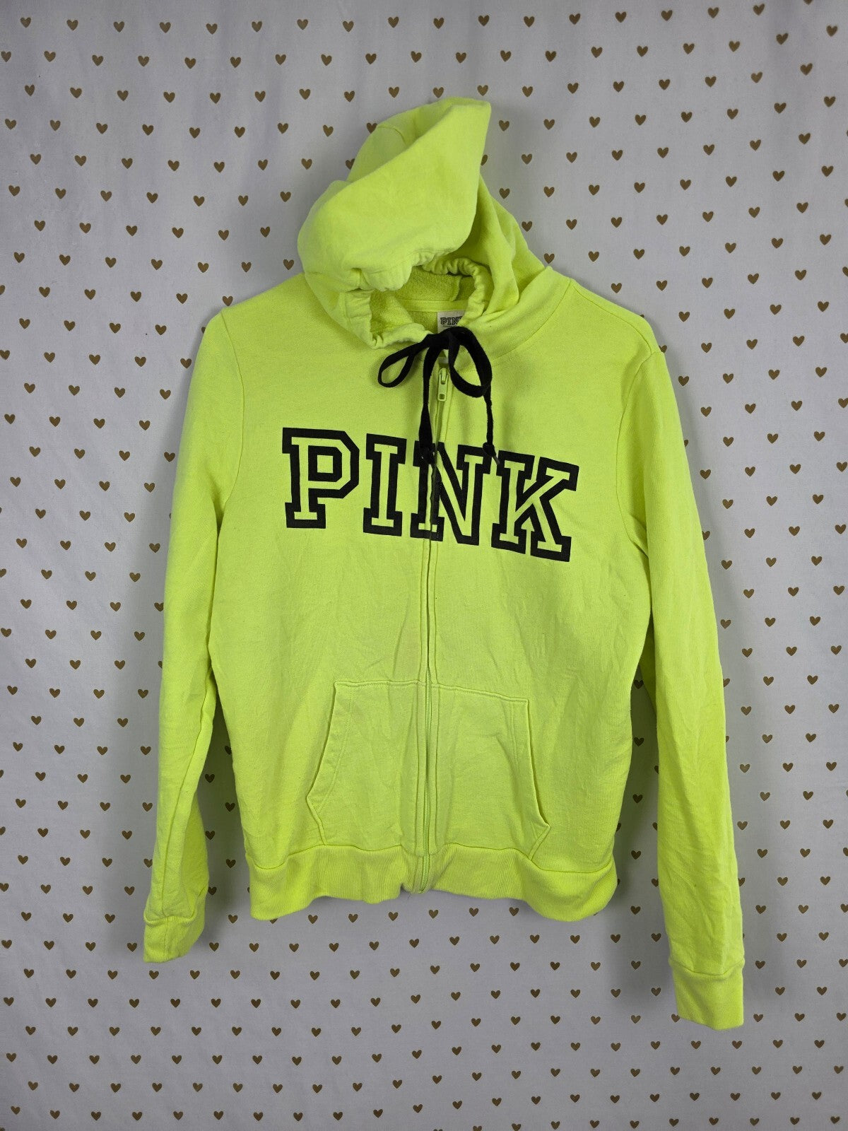 Victorias Secret Pink Neon Logo Full zip hoodie Jacket Logo Medium