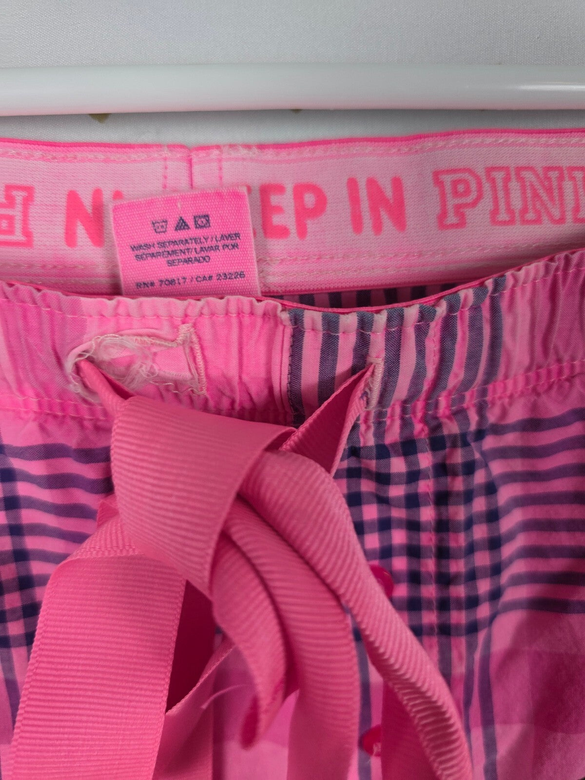 Victorias Secret  VINTAGE PINK PLAID STAY THE NIGHT Pants Pajama PJ Bottoms XS