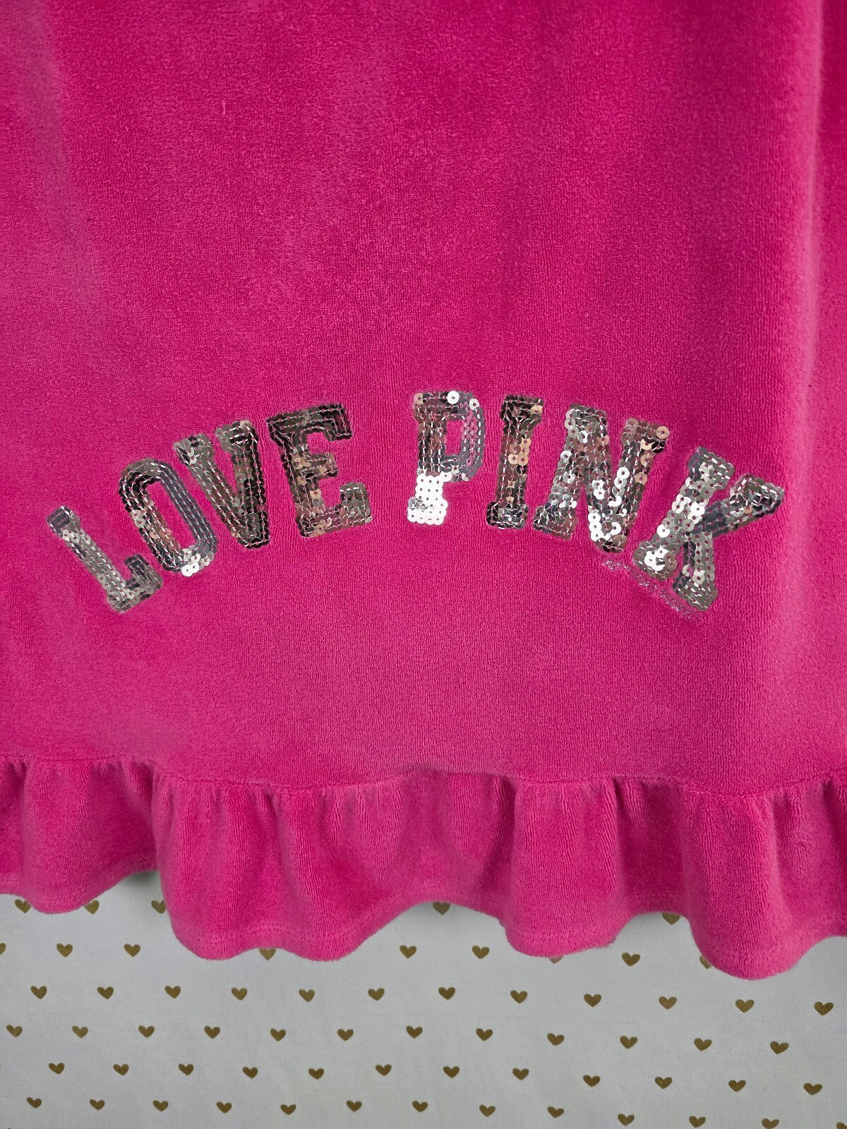 Victoria Secret PINK Velour VINTAGE LOVE Strapless Dress UNIVERSITY RARE XS SM