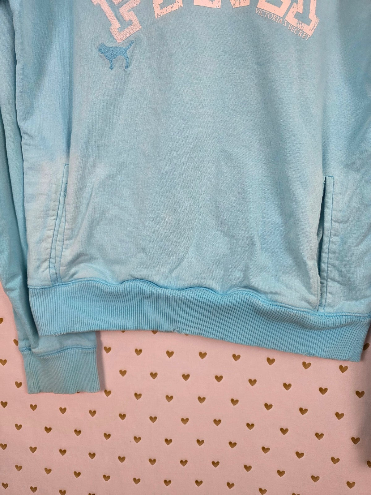 Vintage 2005 Victoria's Secret PINK 86 Sweatshirt Shorts Set M Y2K Aqua