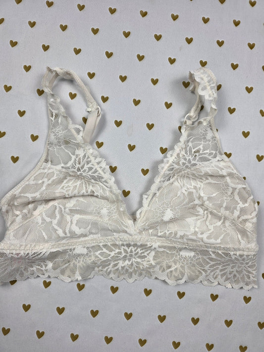 Victorias Secret Pink White Lace Small  Bralette Bra Top Tank