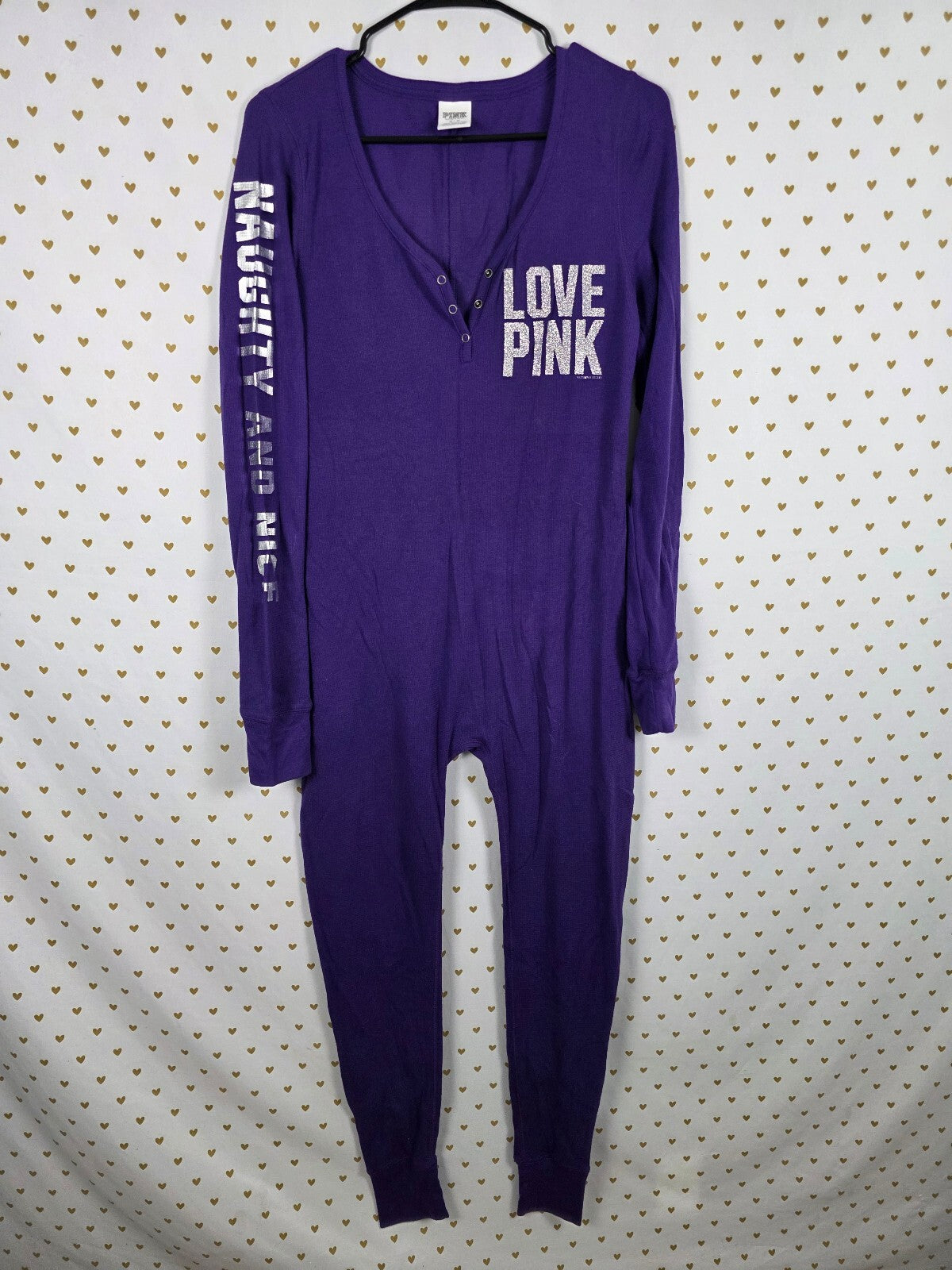 PINK Victoria's Secret Purple Thermal Union Suit Gimme Sugar Kiss Me Medium