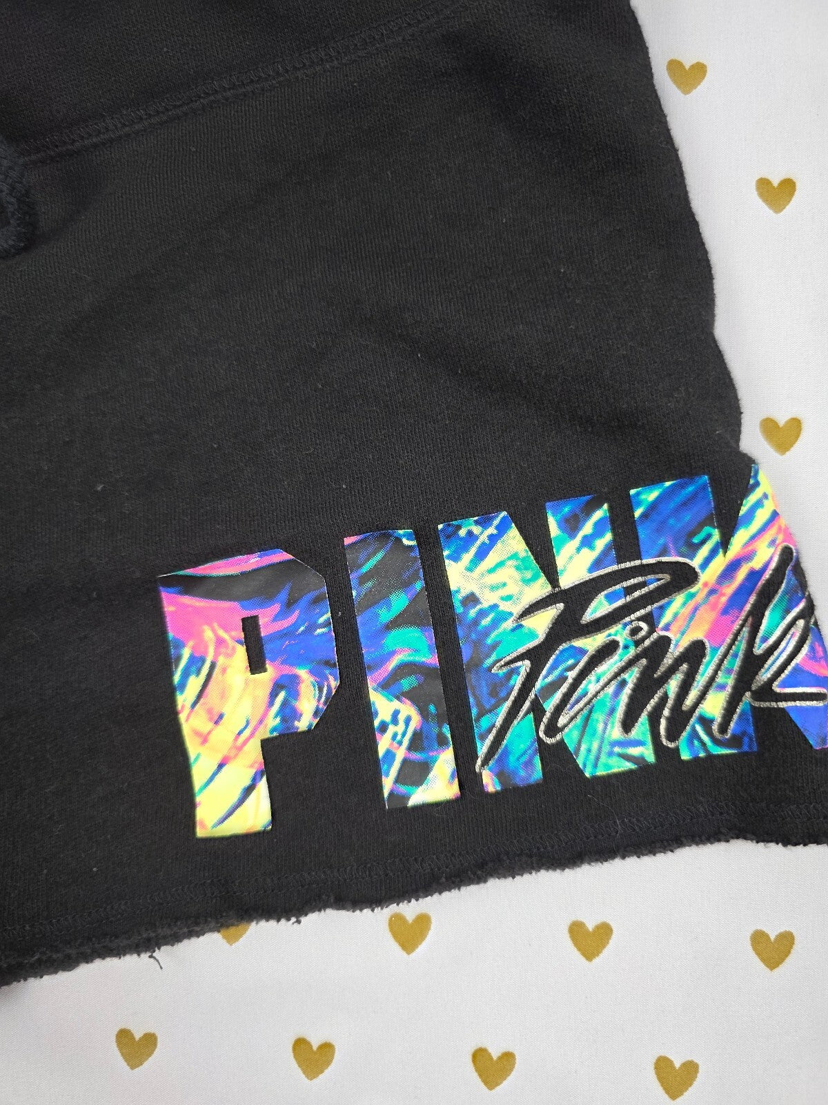 Victorias Secret PINK Rainbow Logo Sweat Shorts LARGE