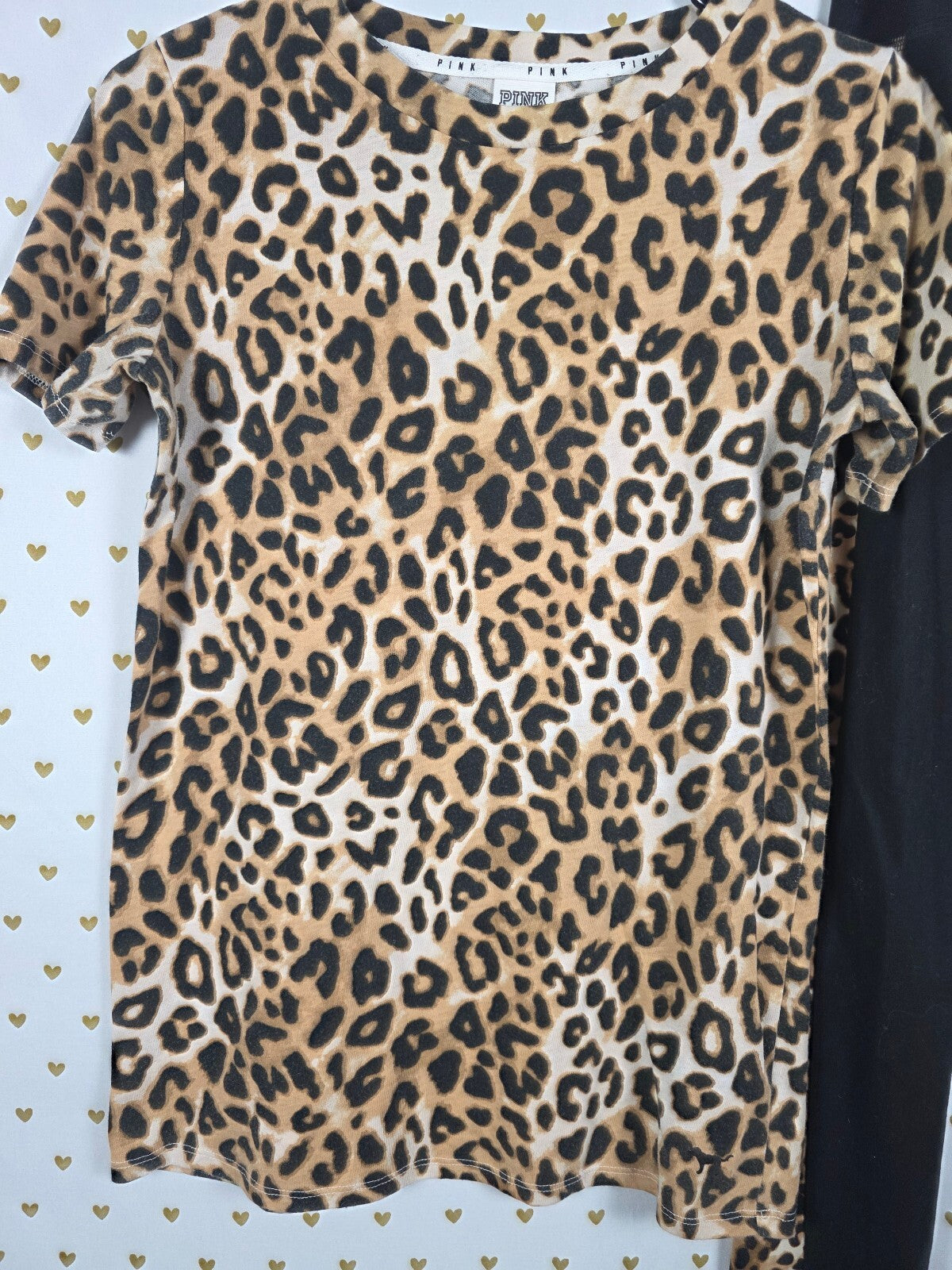 Victorias Secret PINK Leopard Cheetah SET Tee shirt Yoga Pants XS SM