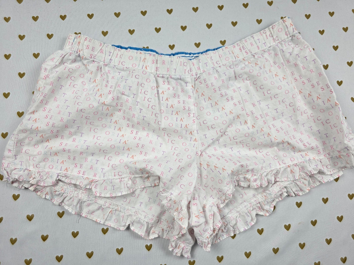 Victorias Secret White Logo Small Sleep Shorts Boxers Pajama Bottoms