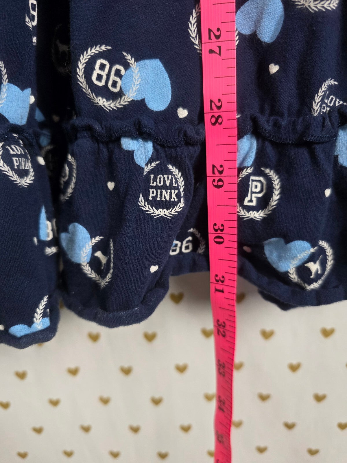 Victoria's Secret PINK Babydoll Chemise Sleep Dress Blue Hearts Logo SM Sundress