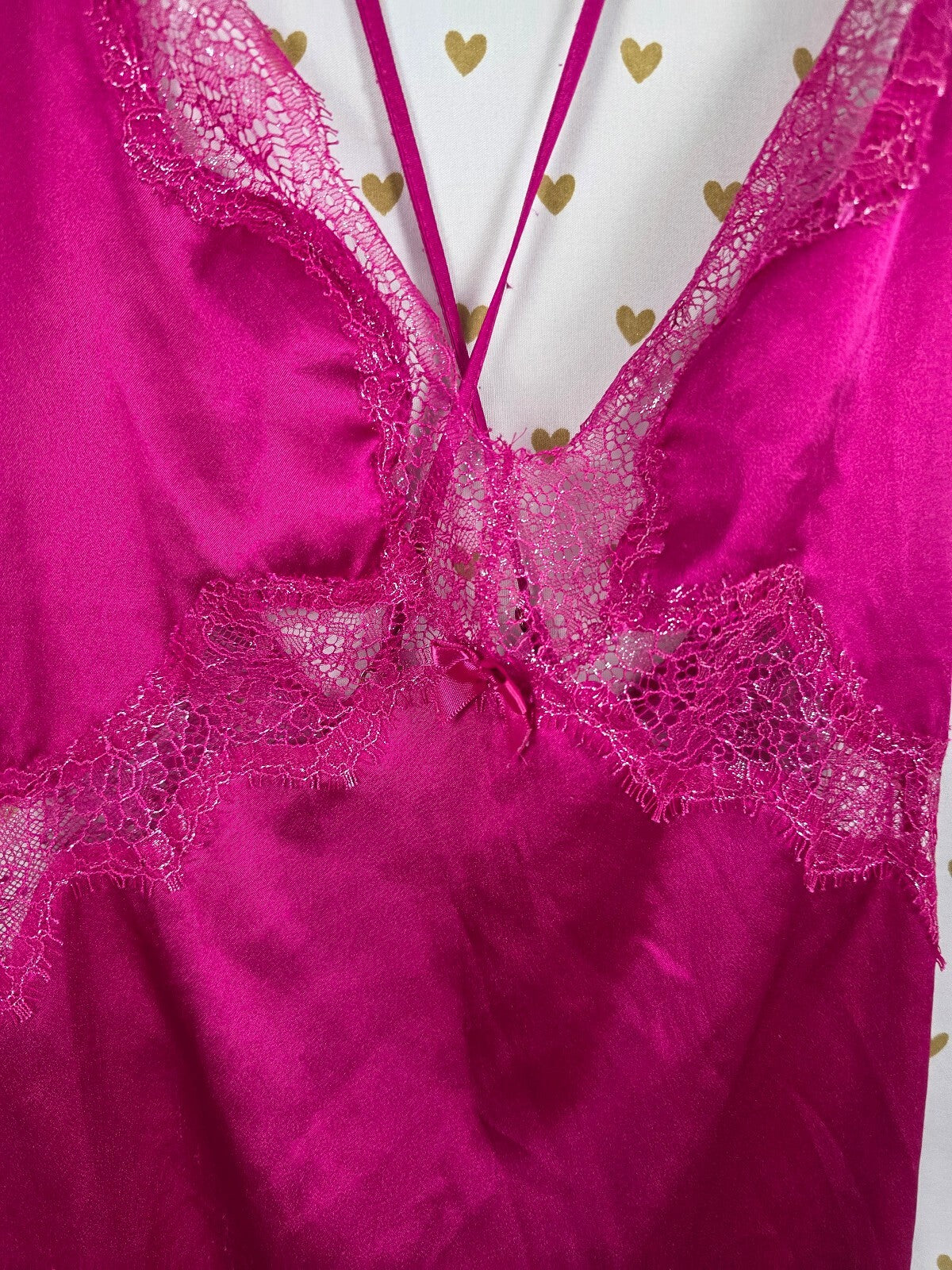 Victorias Secret Purple Satin Lace Lined Strappy Slip Dress NIghtie Lingerie Med
