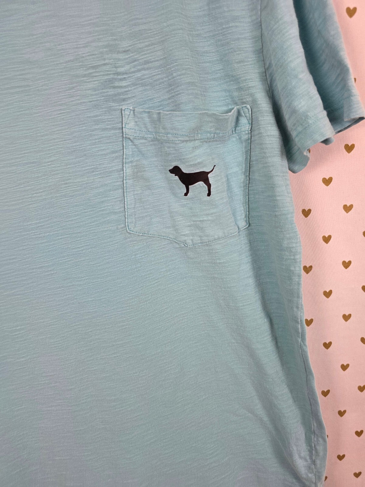 Victorias Secret PINK Mesh Back Cute Blue Logo Tee shirt Medium