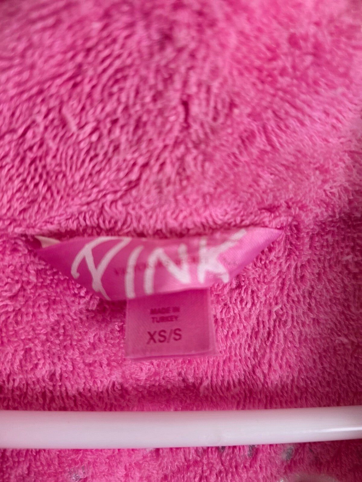 Victoria's Secret PINK Plush Terry Robe White Pink Polka Dot Dog XS SMALL 2004