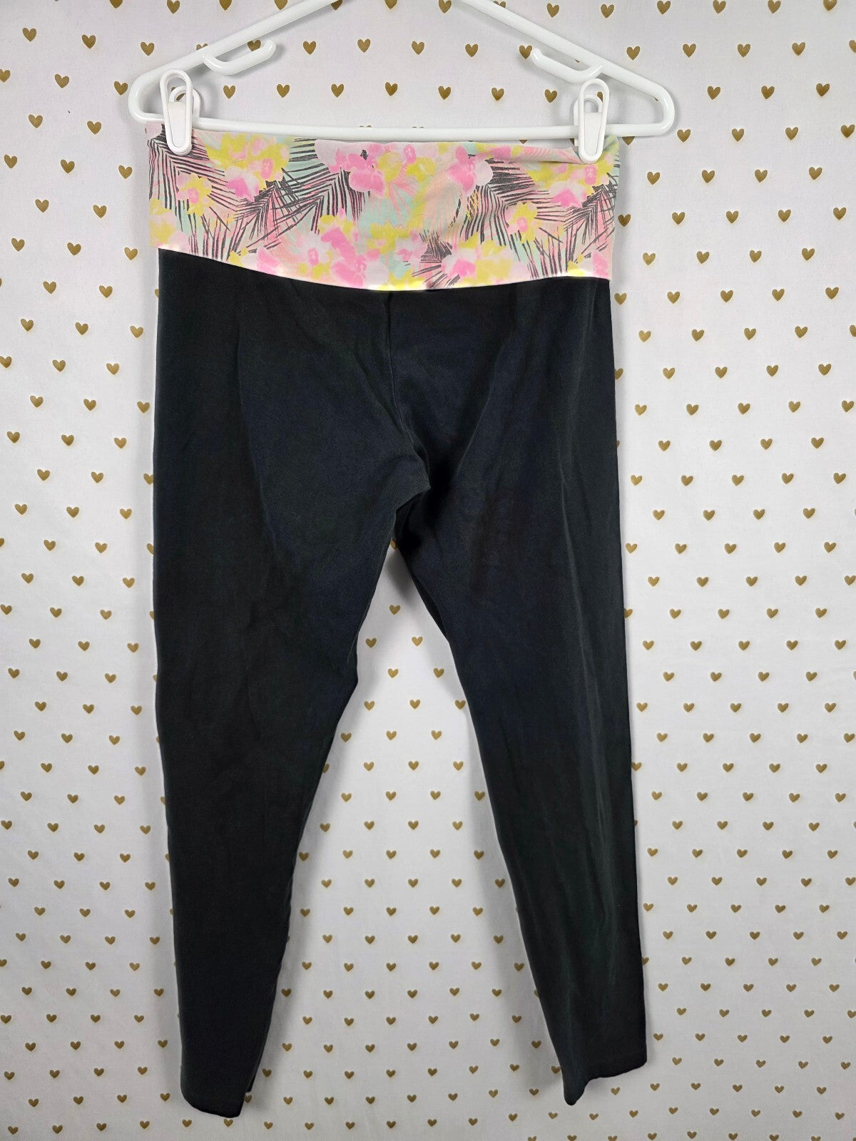 Victorias Secret PINK Vintage Bling Neon Foldover Yoga Pants Medium Ankle Skinny