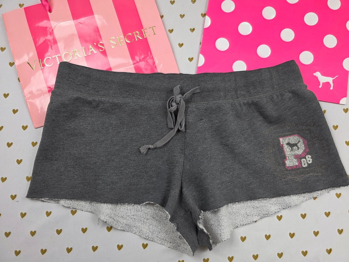 Victorias Secret PINK Vintage y2k University Sweat Shorts Booty Grey Large