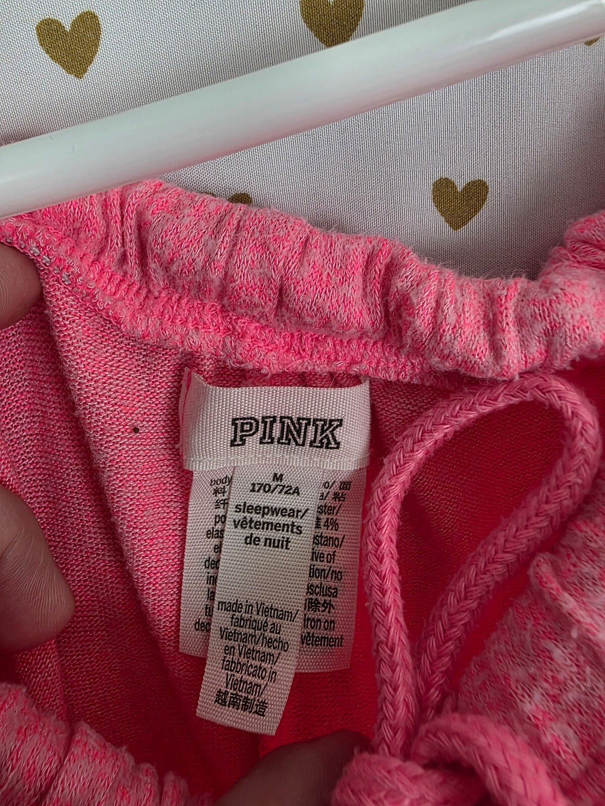 Victorias Secret  Pink Thin Neon flowy Medium Sleep Pants Pajama PJ Bottoms