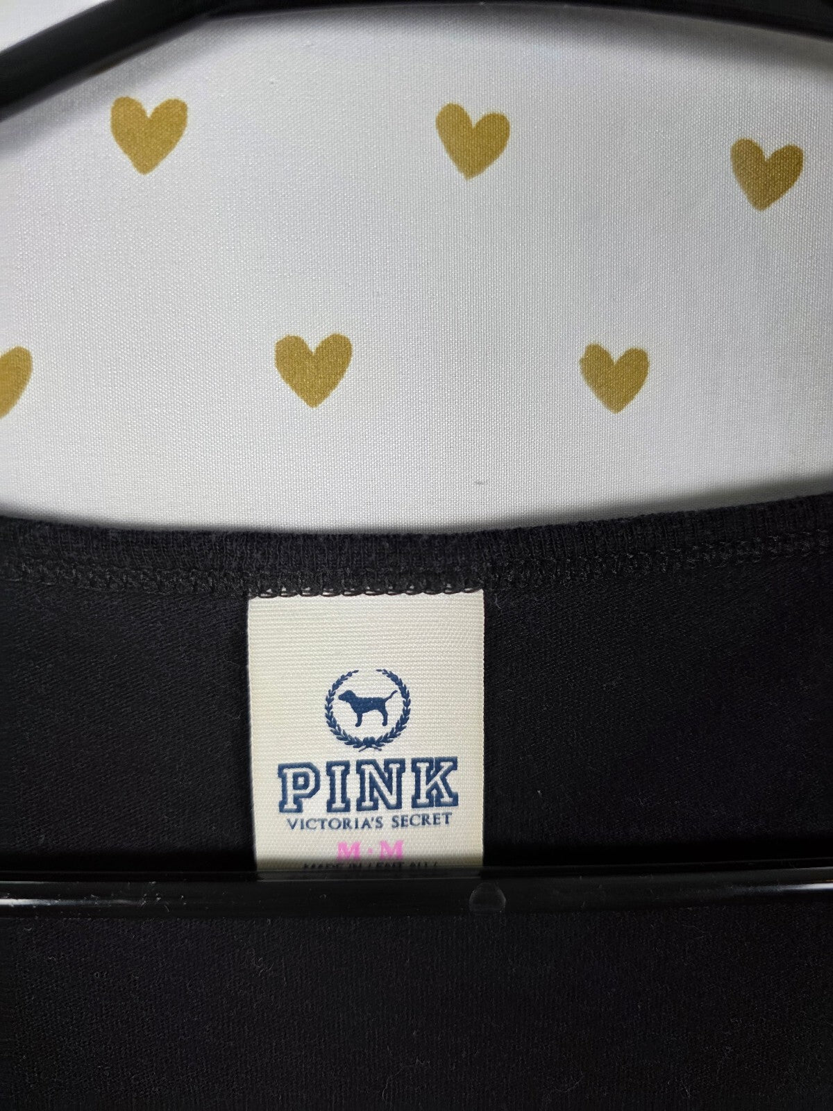 Victorias Secret PINK Vintage BLING heart Y2k Studded Long Sleeve Tee shirt Med