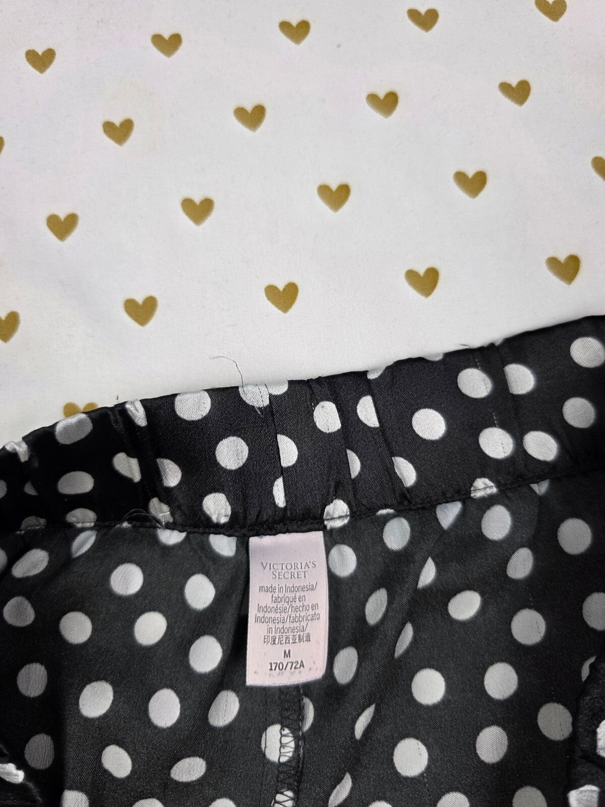 Victorias Secret Satin Black Polka Dot MEDIUM Sleep Shorts Boxers Pajama Bottoms