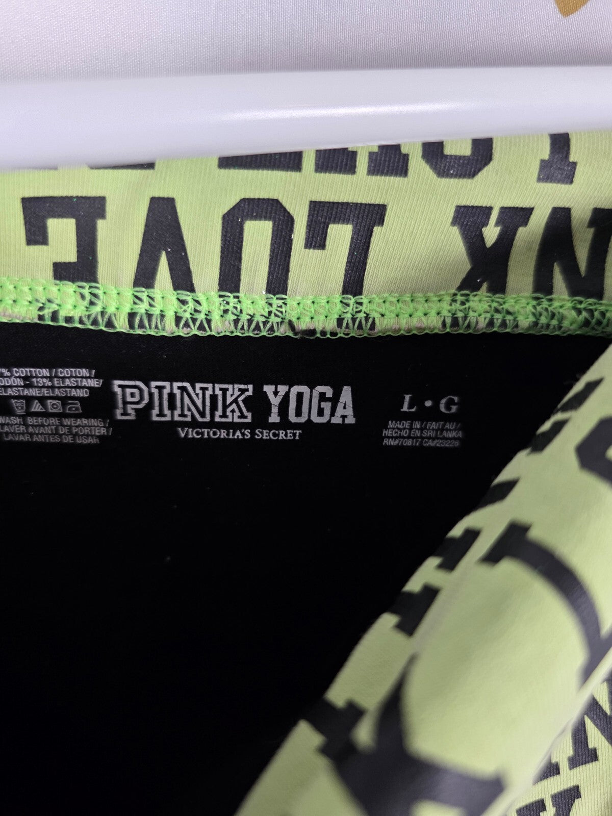 Victorias Secret PINK BLING LOVE Green FOLDOVER Vintage Yoga Pants Y2k L CAPRI