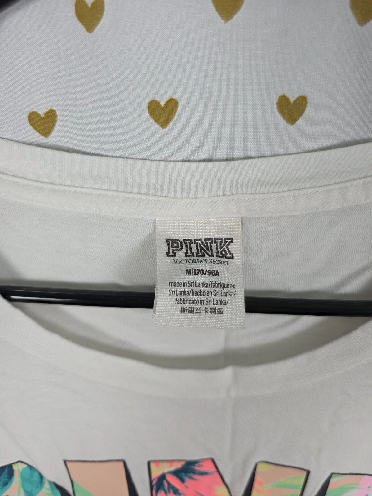 Victorias Secret PINK Cropped Neon Logo Tee Shirt Large