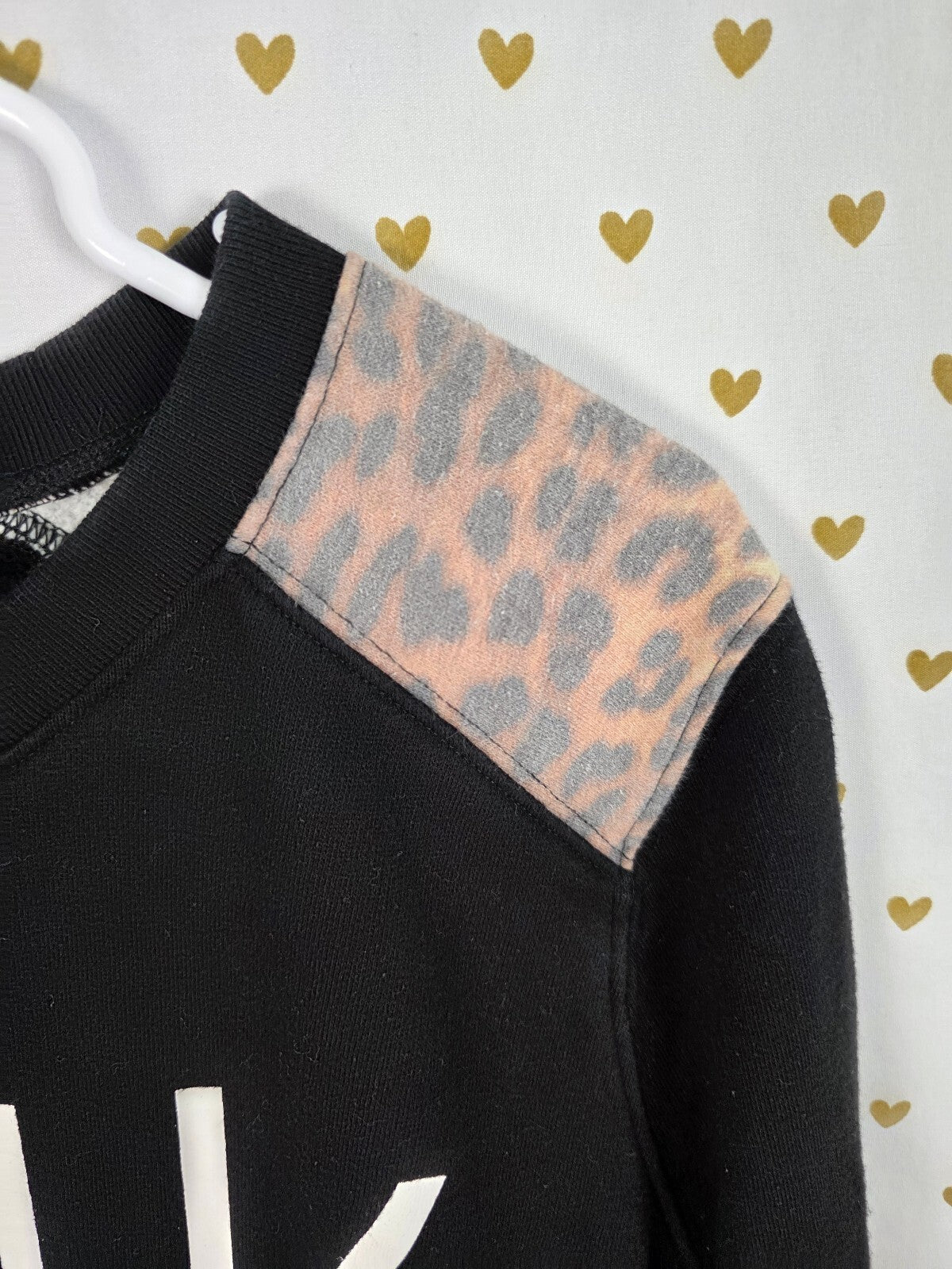 Victorias Secret Pink Leopard Print Crew Logo sweater shirt LARGE