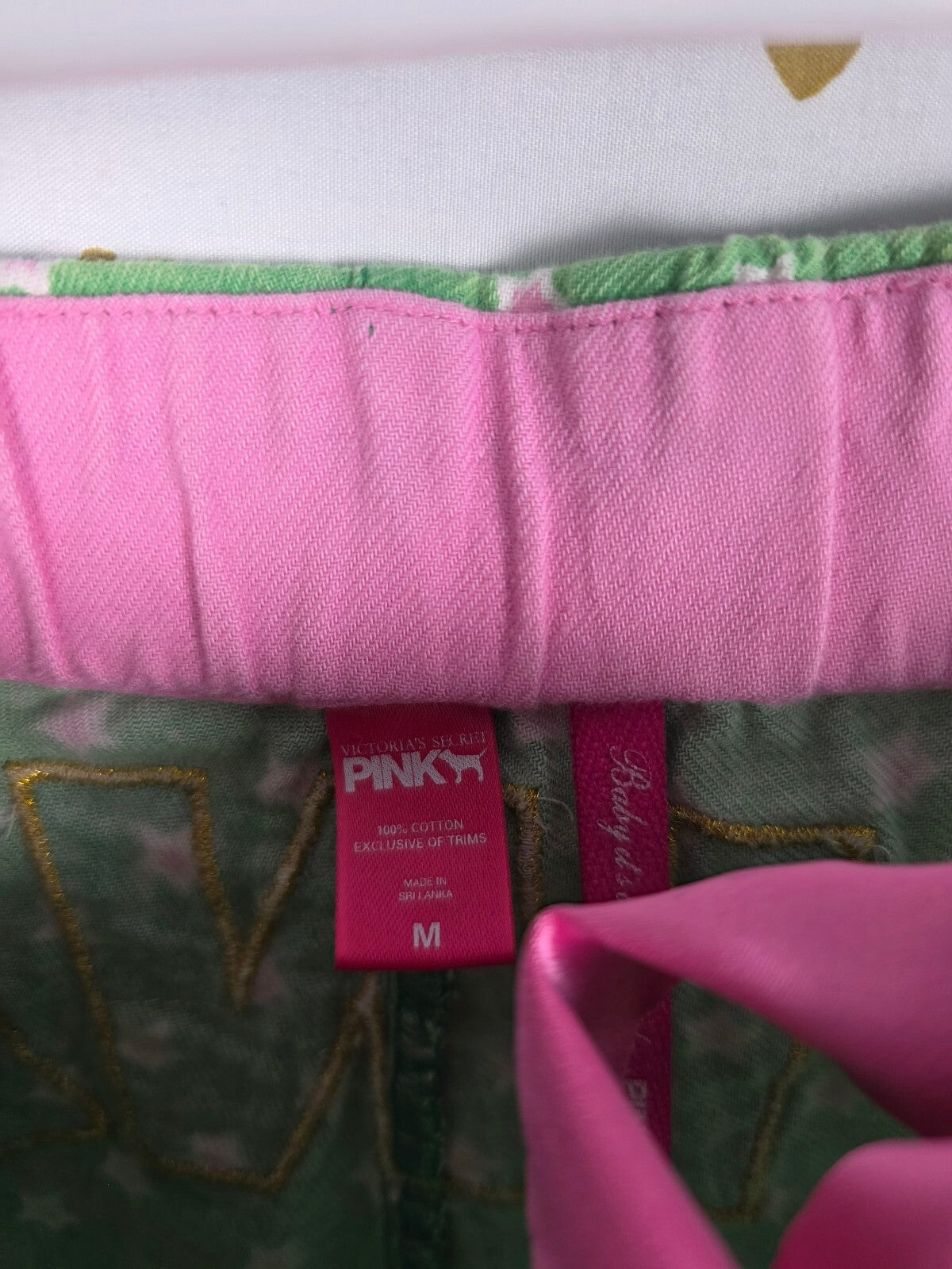 Victorias Secret Green Pink Medium Stars Sleep Pants Pajama PJ Bottoms