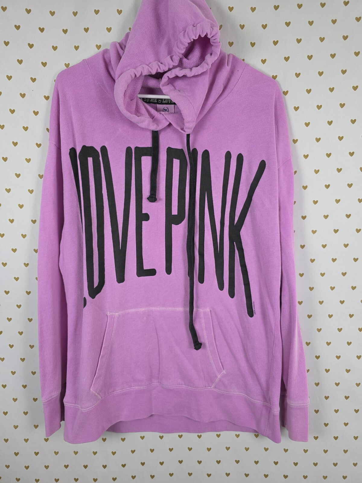 Victorias Secret Pink Vintage Y2k Purple Pullover Love Hoodie Sweater Medium