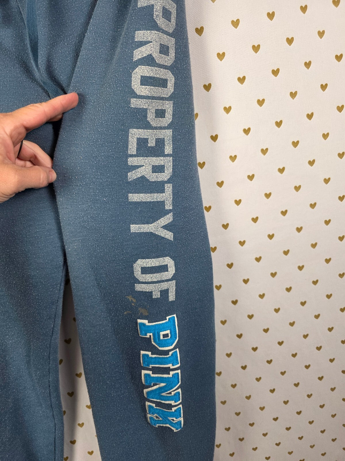 Victorias Secret PINK Vintage y2k University Joggers Sweatpants Sweats Blue SM