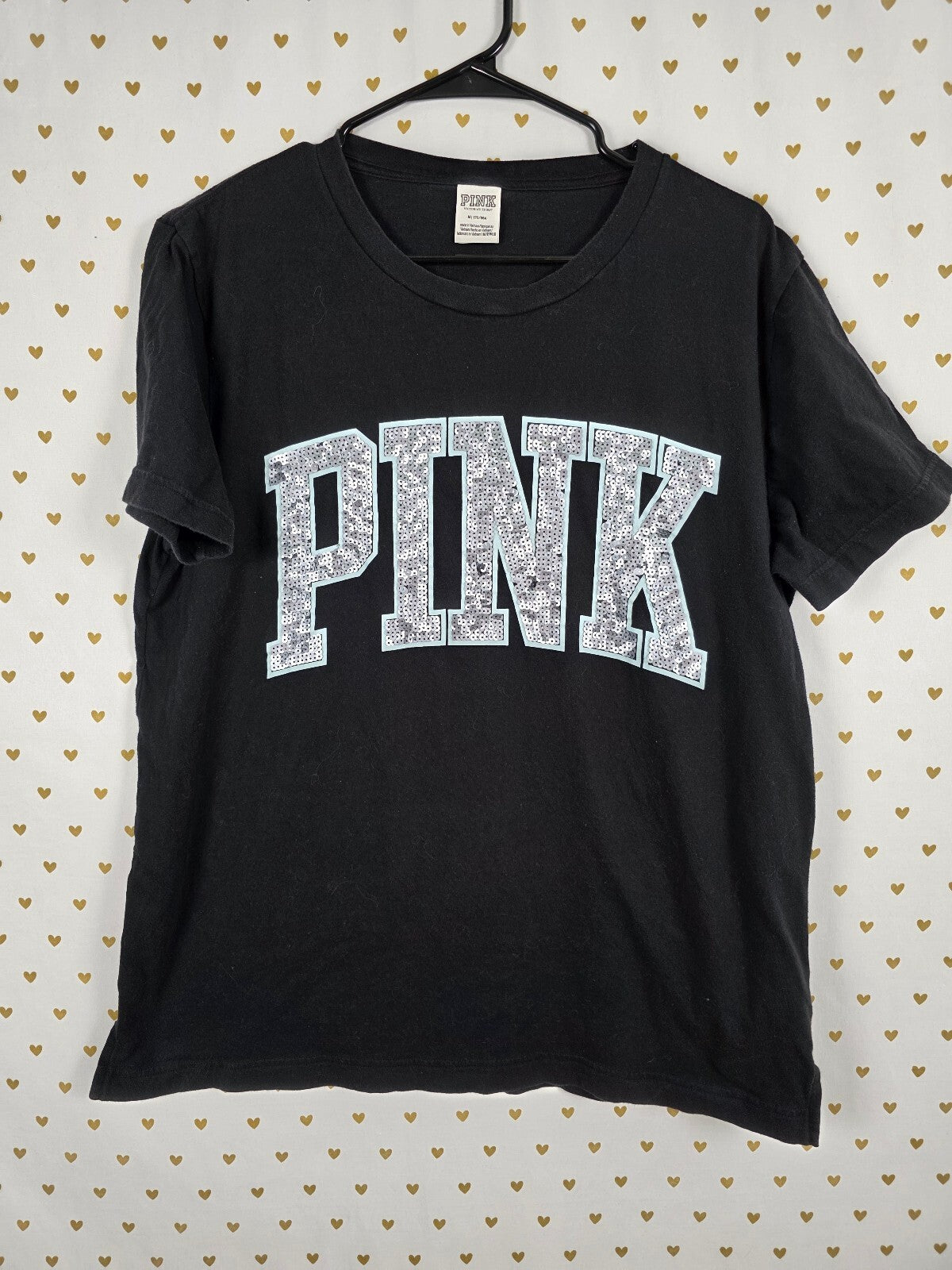 Victorias Secret PINK Mette Bling Sequined Tee shirt Medium