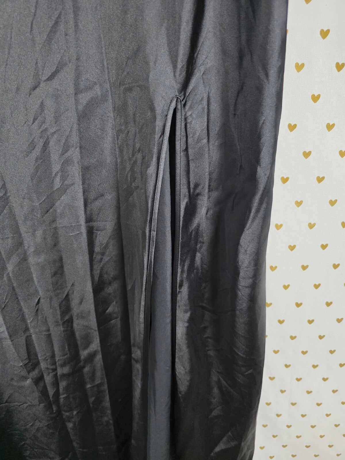 Victorias Secret Vintage Heart Label XS Black Maxi Dress Satin Nightie Lingerie