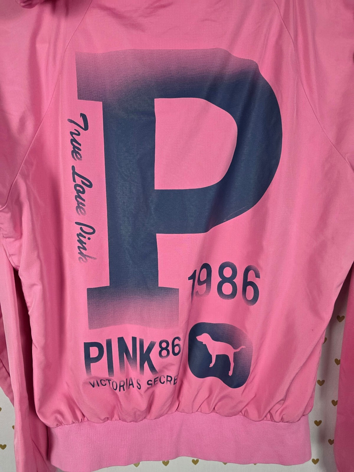 Victoria's Secret PINK Windbreaker Jacket S Pink Hooded Full Zip 1986 Logo
