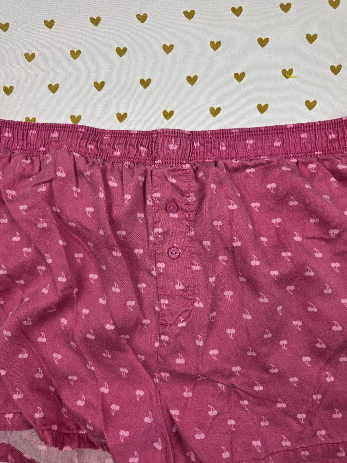 Victorias Secret PINK Cherries Medium Silky Sleep Shorts Boxers Pajama Bottoms