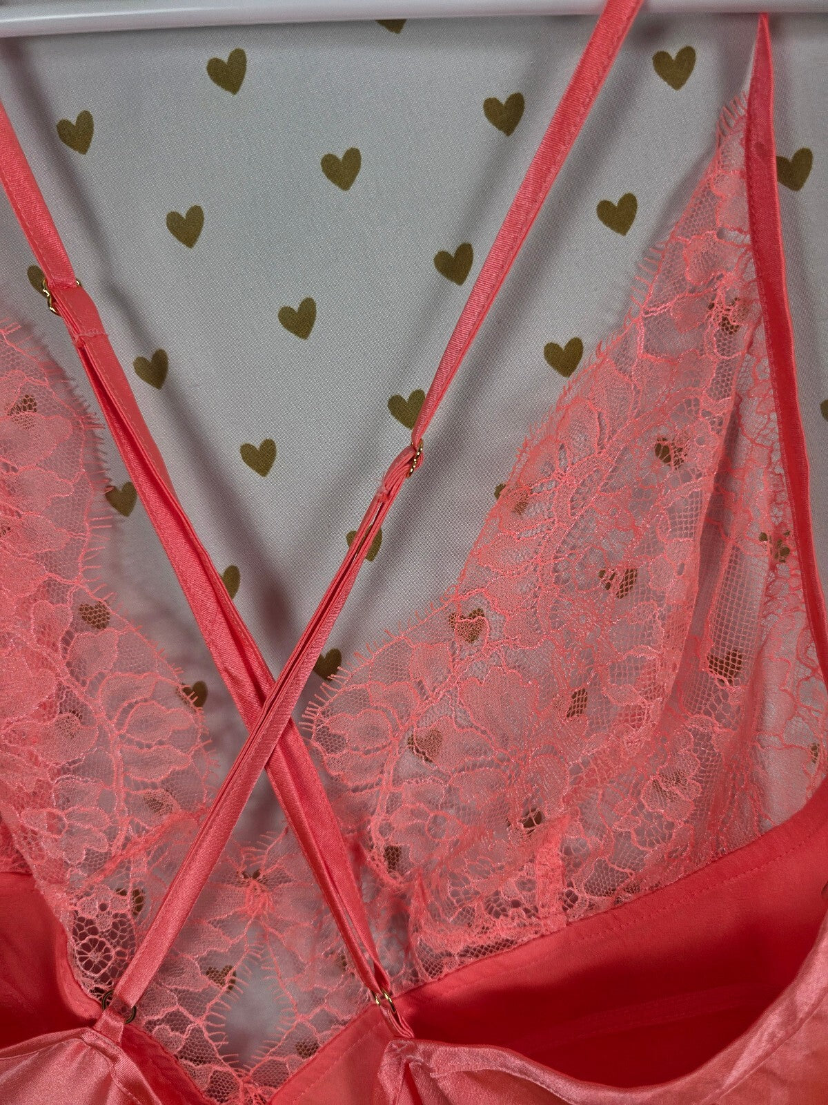 Victorias Secret Neon Satin Silky Nightie Lingerie Slip Dress Large Strappy