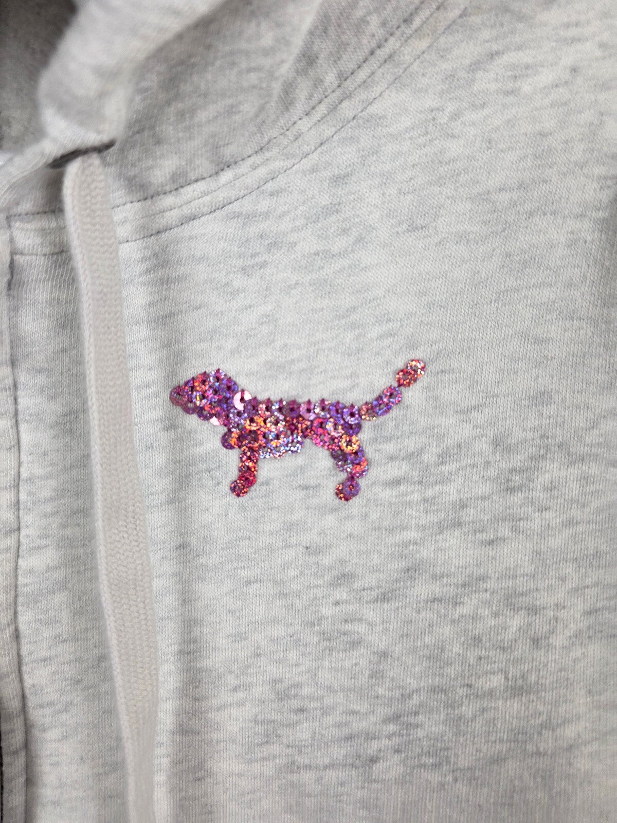 Victorias Secret Pink Gradient Bling Logo Full zip hoodie jacket Grey Small