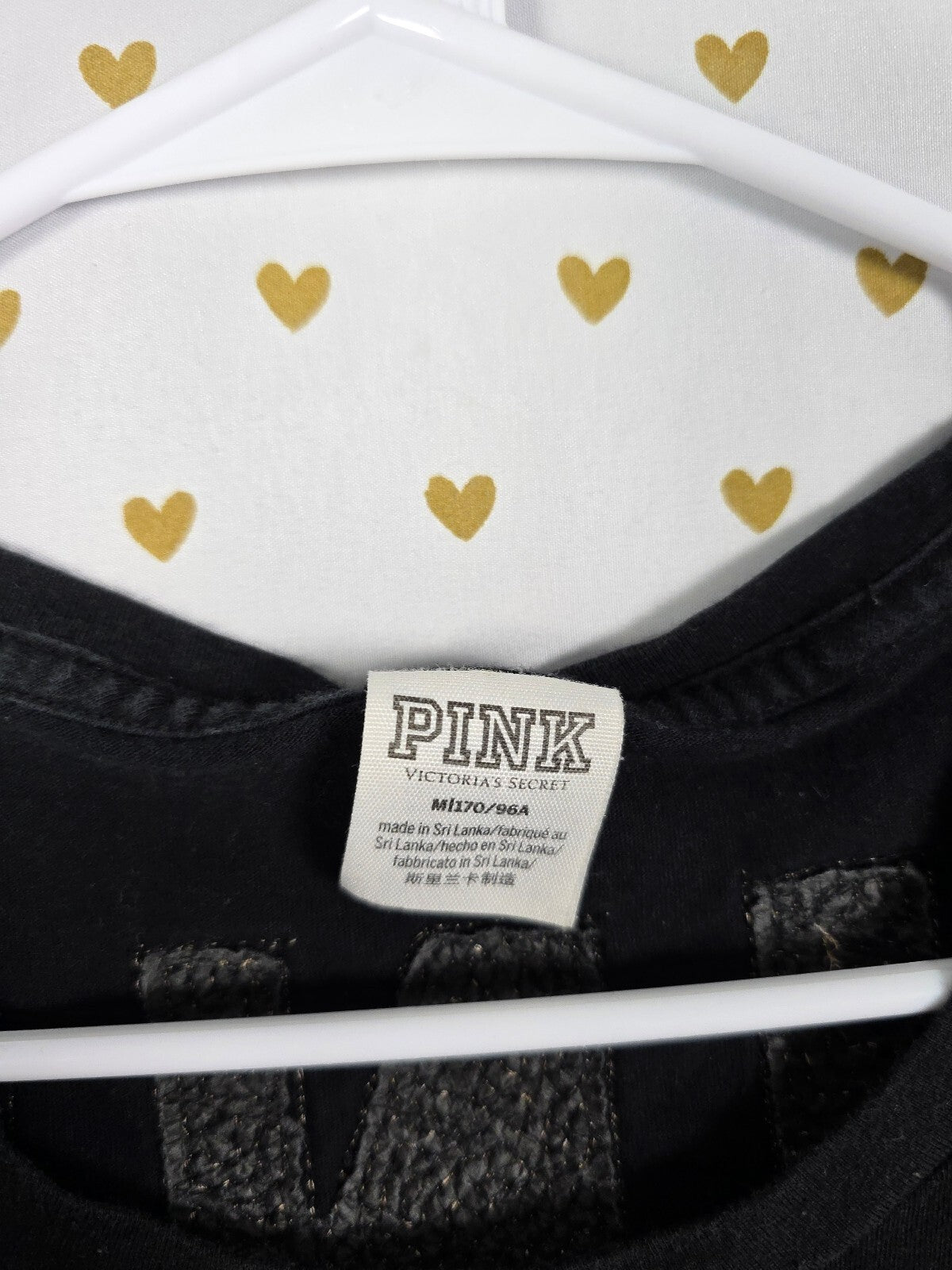 Victorias Secret PINK GOLD BLING Crest Logo Tee Shirt Sequined Medium