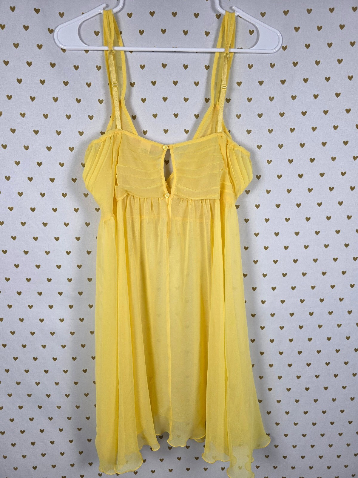 Vintage 2004 Victoria's Secret Yellow Chiffon Babydoll Slip Dress M Y2K