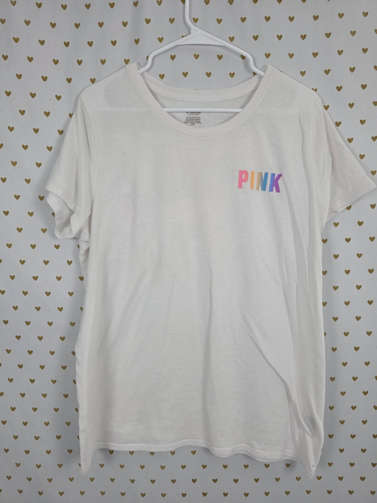 Victorias Secret PINK Rainbow Dog Logo Short Sleeve Tee XL