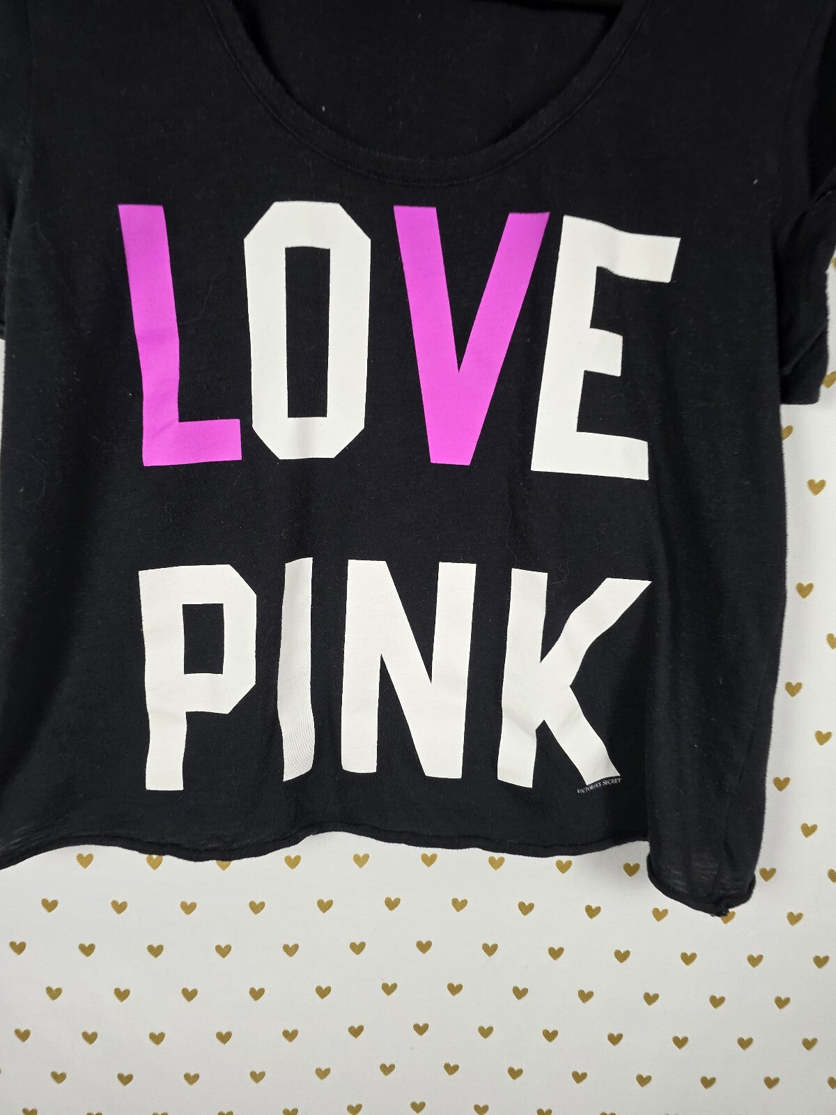 Victorias Secret PINK Vintage Boxy Cropped Y2k Logo Tee shirt Large