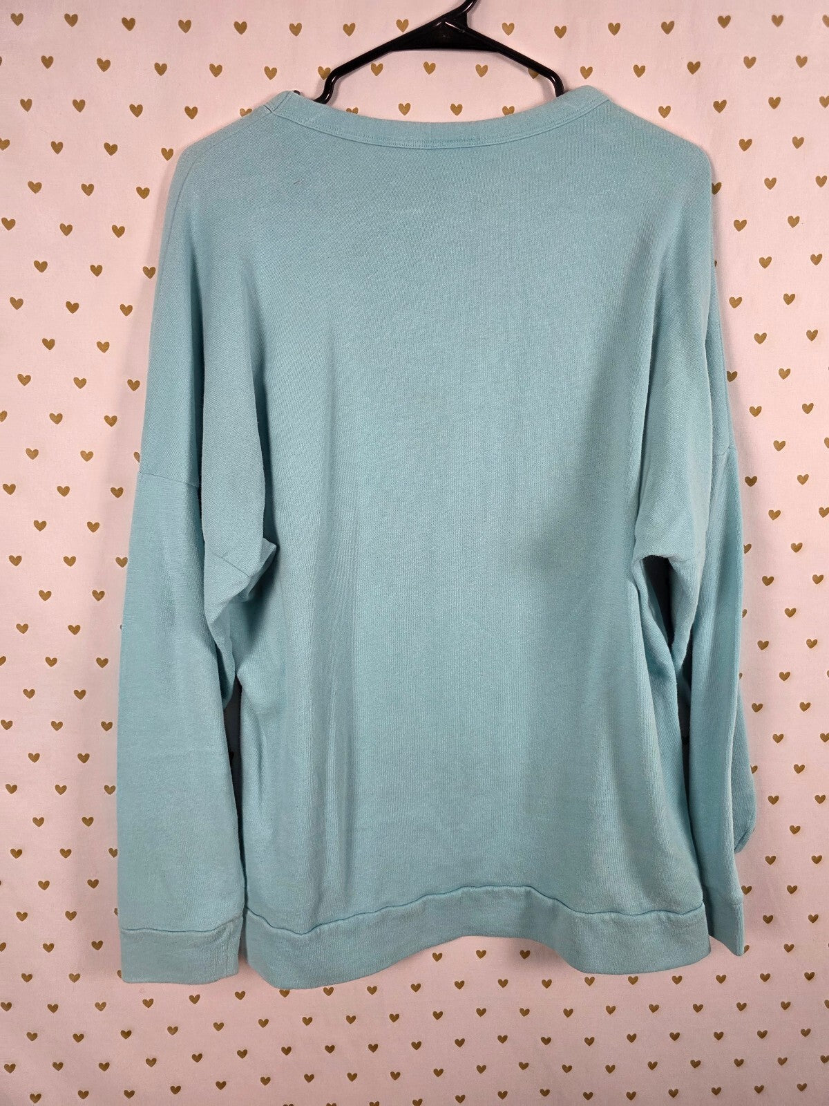 Victorias Secret PINK Nation blue V neck Logo Sweater Shirt Large