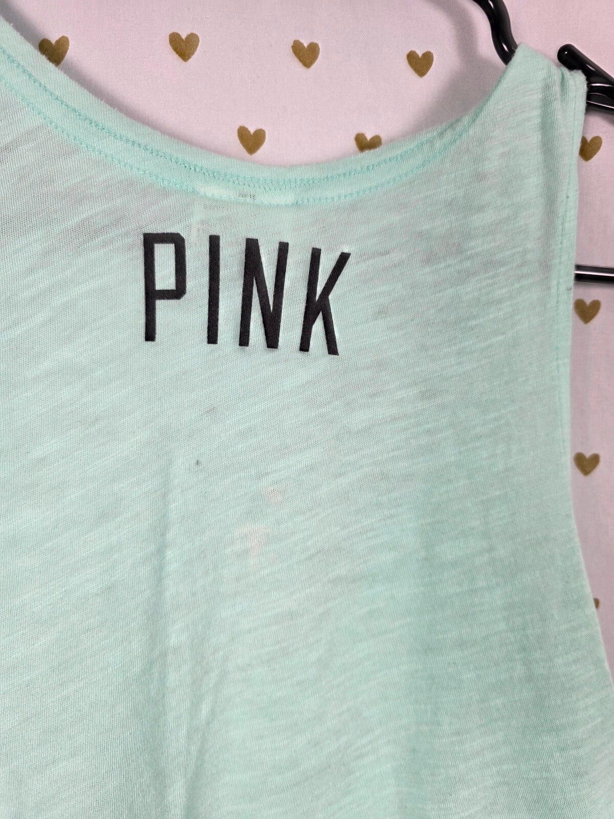 Victorias Secret PINK BLING Heart Sequined Tank top mint XS