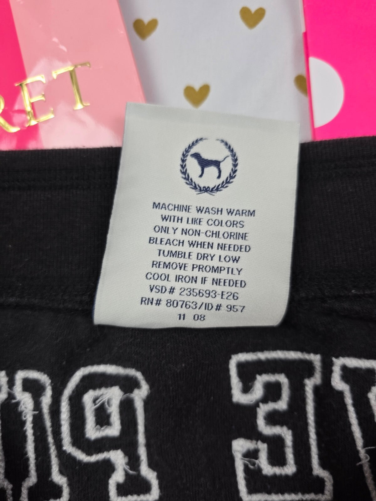 Vintage 2008 VS PINK Love Pink Velour Mini Skirt Peace Sign Black Small Y2K