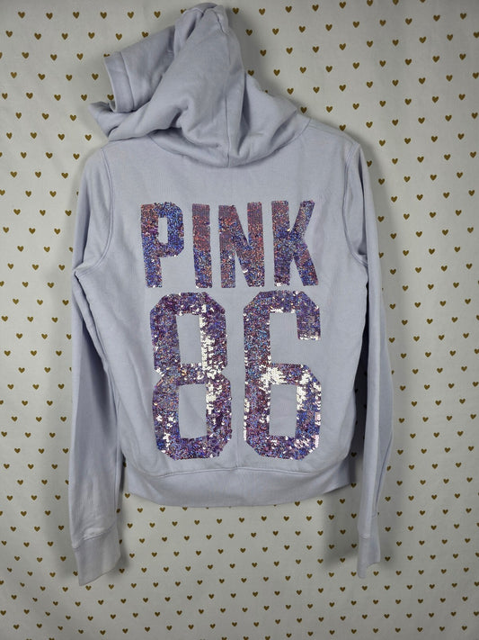 Victoria's Secret PINK Sherpa Lined Full Zip Hoodie Sequin PINK 86 Lavender Sm