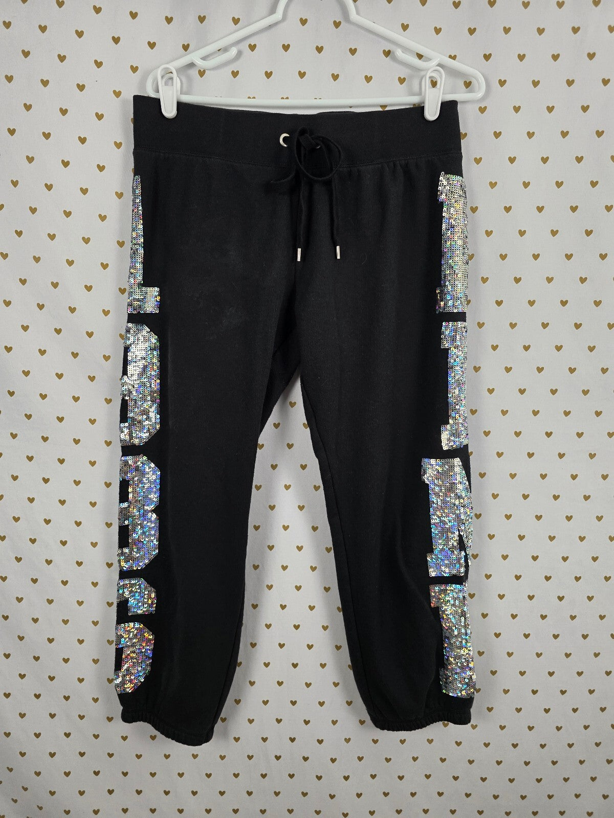 Victoria's Secret PINK MEGA BLING 86 Sequin Hoodie Jogger Sweats M RARE HTF