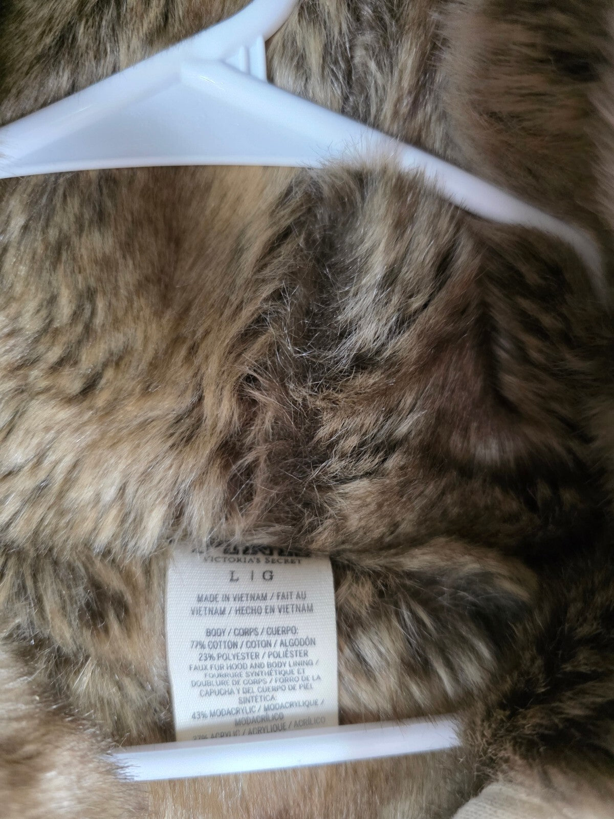 Victoria's Secret PINK Faux Fur Hood Sequin BLING Full Zip Hoodie Large