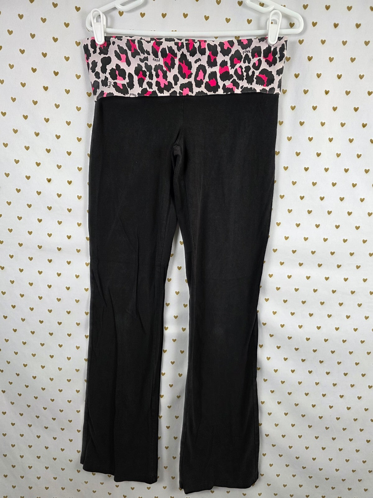 Victorias Secret PINK Leopard Cheetah Vintage Y2k Foldover Yoga Pants MEDIUM