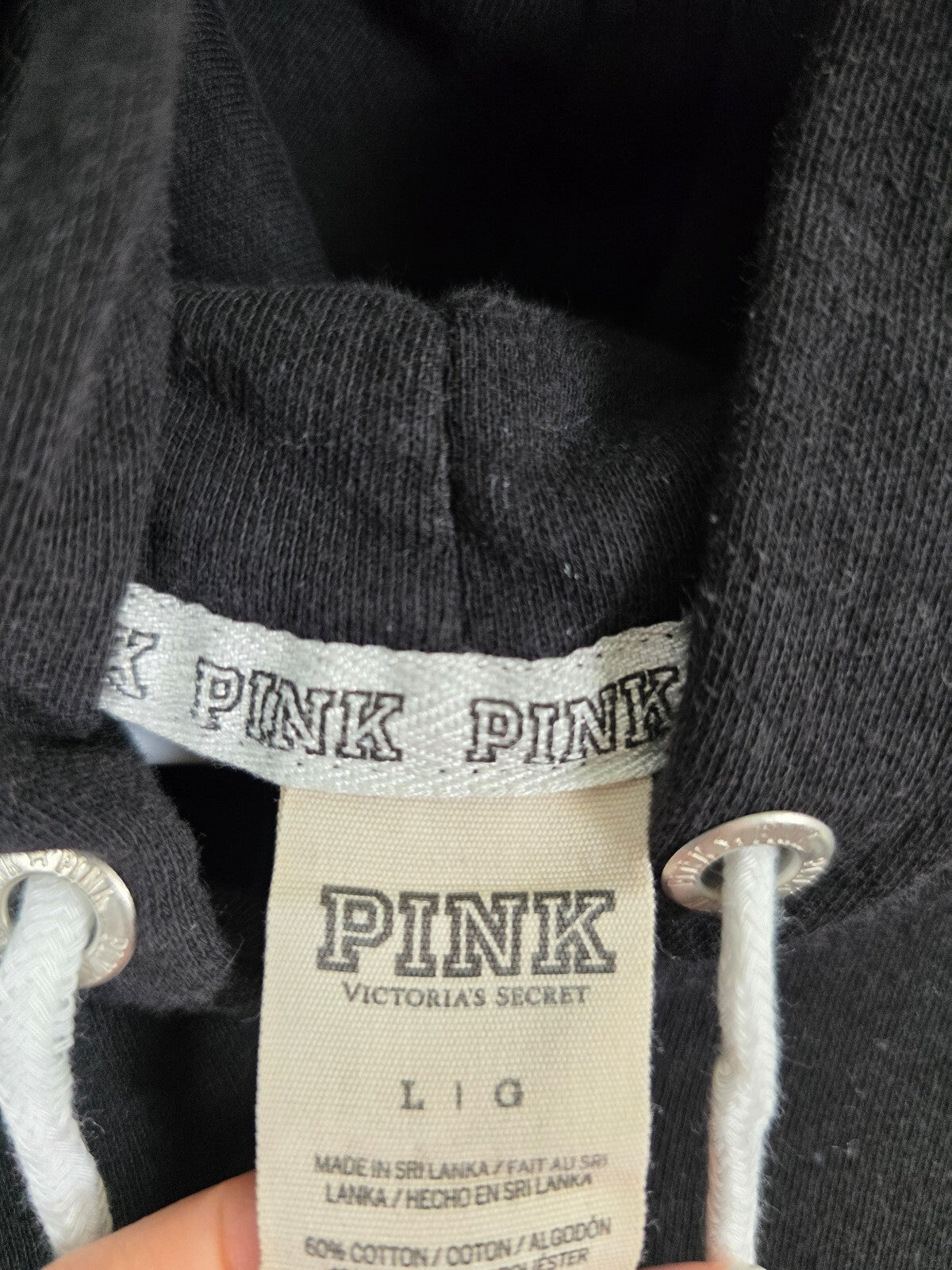 Victorias Secret Pink Bling Logo Sequined Full zip hoodie Jacket Large