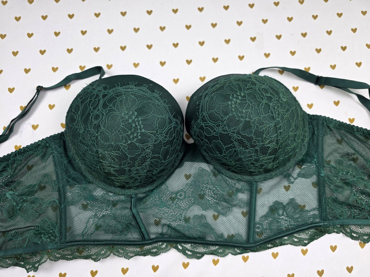 Victorias Secret Green SUPER Push Up Corset Bra Top Very Sexy 36D