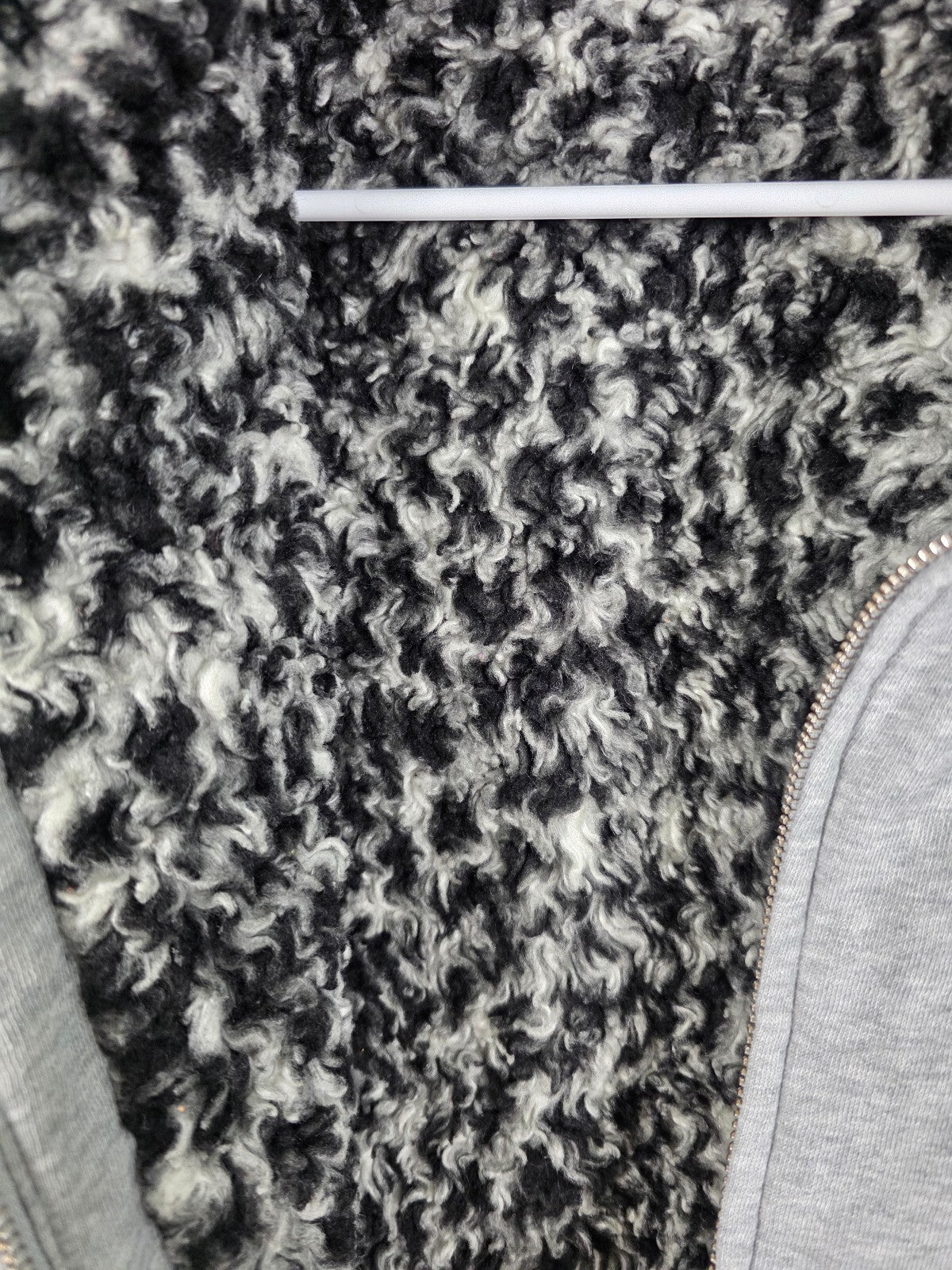 Victoria's Secret PINK Sherpa Lined Hoodie Sequin Dog Leopard Gray Zip Large