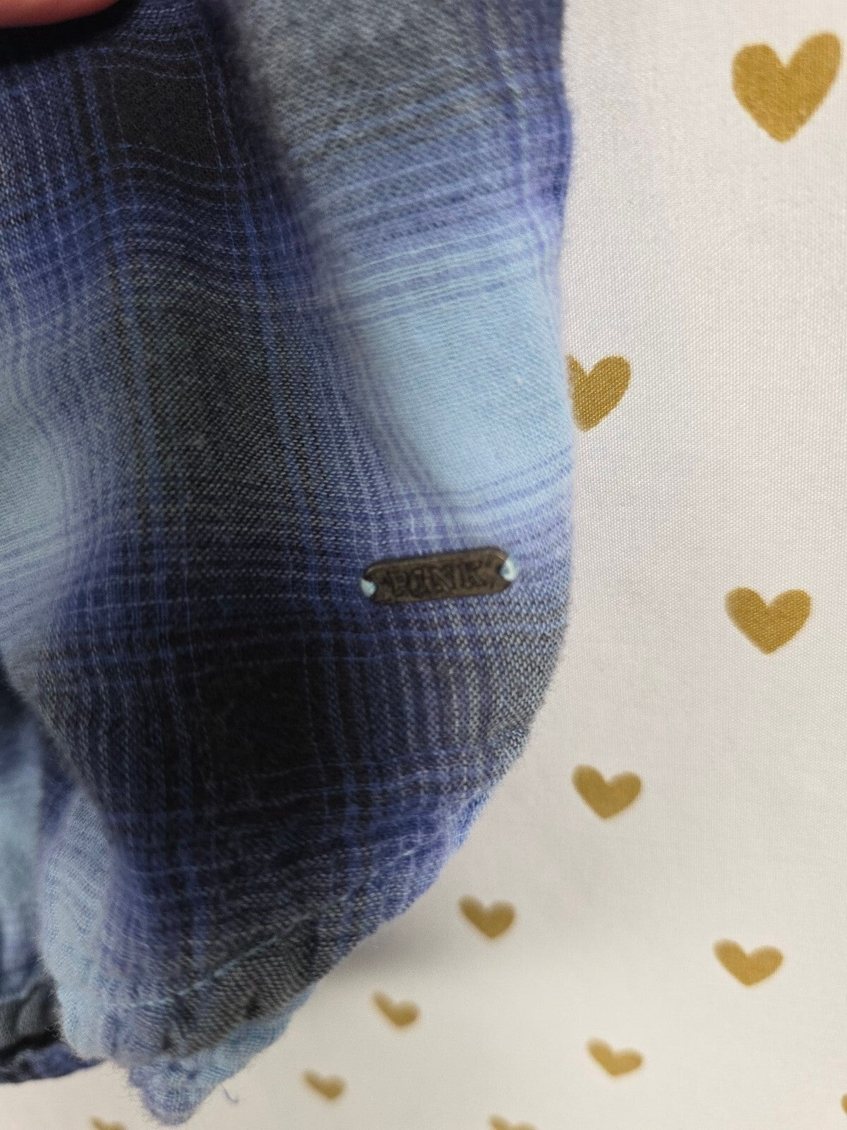 Victoria's Secret PINK Plaid Shirt Dress SP Blue Cotton Y2K 2009 Tunic Cotton