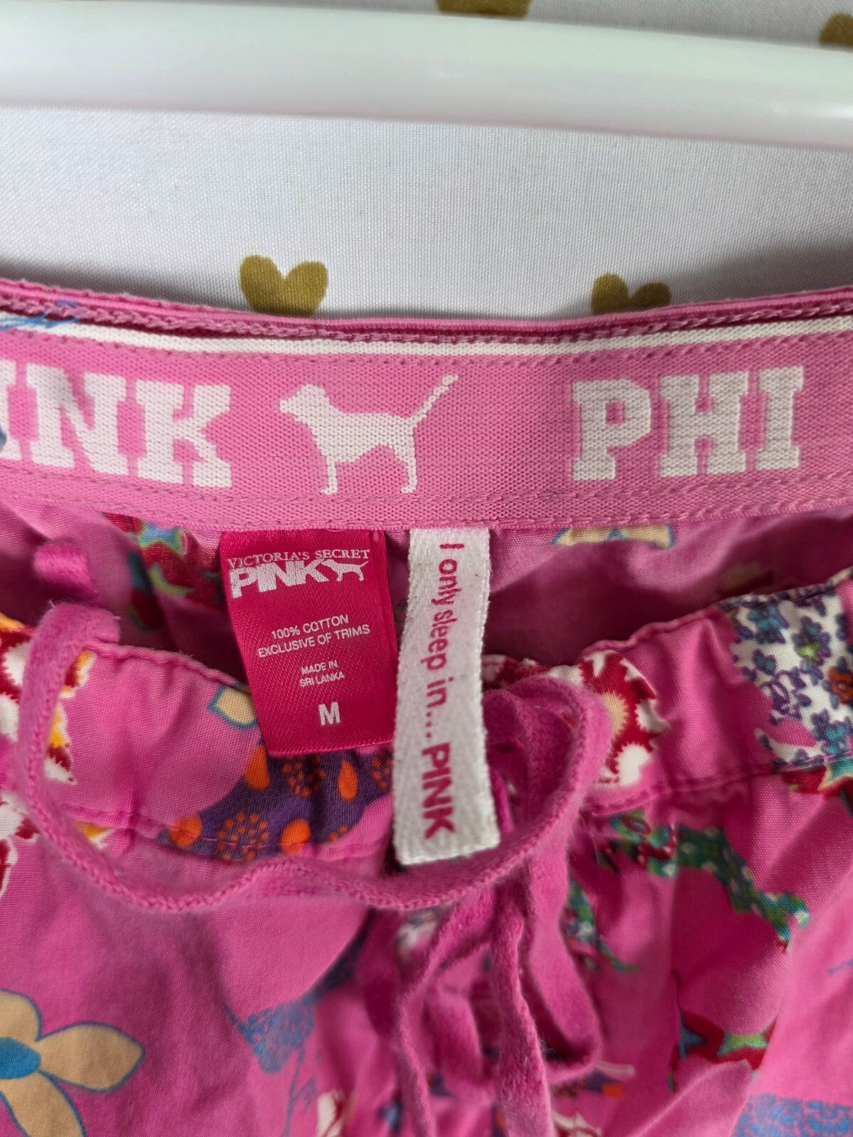 Vintage Victoria’s Secret PINK Phi Beta Pink Pajama Pants M Dog Print Y2K Cotton