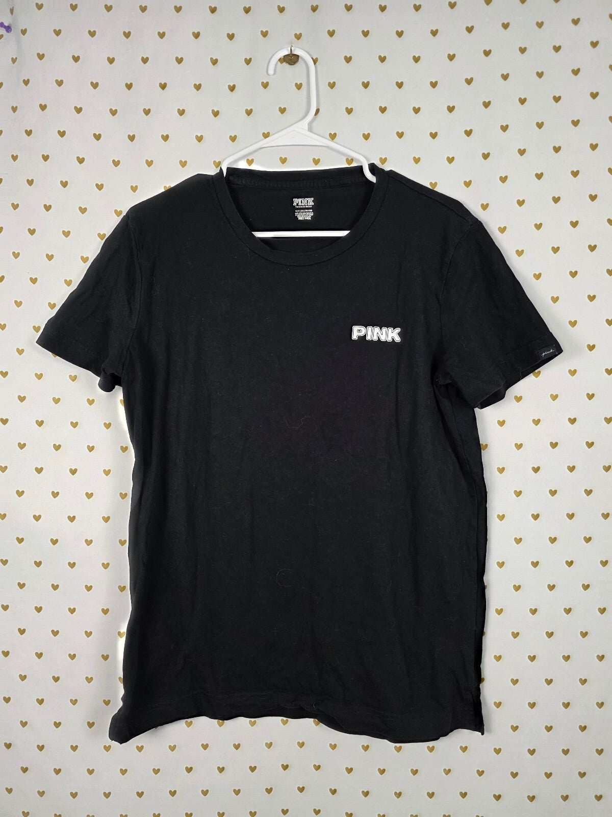 Victorias Secret PINK BEACH logo Tee shirt Black SMALL